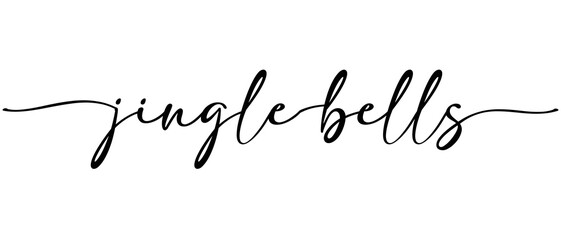 Wall Mural - Jingle Bells - Christmas word Continuous one line calligraphy Minimalistic handwriting with white background