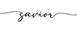 © Designdecon - Savior Christmas word Continuous one line calligraphy Minimalistic handwriting with white background