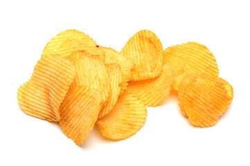 Wall Mural - potato chips isolated on white background