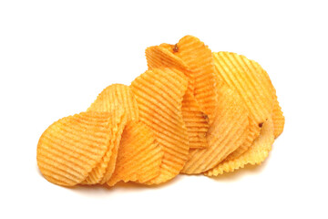 Wall Mural - potato chips isolated on white background