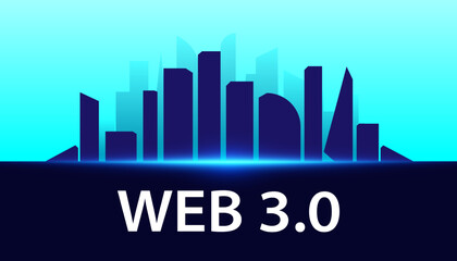 Poster - Abstract Smart City Flat Black Blue modern city concept using 3.0 network on futuristic background