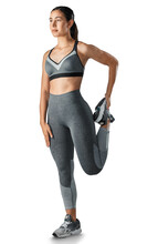 Studio Shot Of A Sporty Young Woman Stretching Her Legs Isolated On A Transparent Png Background