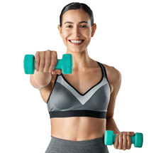 Studio Portrait Of A Sporty Young Woman Exercising With Dumbbells Isolated On A Transparent Png Background