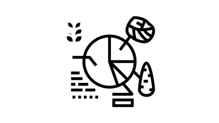 Wall Mural - crop analytics smart farm line icon animation