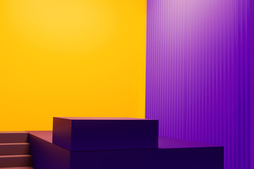 Poster - Modern 3d Rendered colorful podium with luxury style and shapes. New stage design with empty space for placement