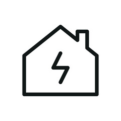 Poster - House with lightning bolt isolated icon, home electrification vector icon with editable stroke