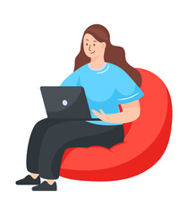 Poster - An editable flat illustration of online working 