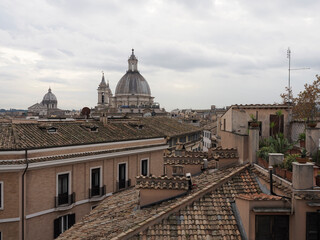 Wall Mural - rome house roof and church dome cityscape roofdome view panorama