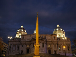 Poster - santa maria maggiore church basilica rome italy view at night