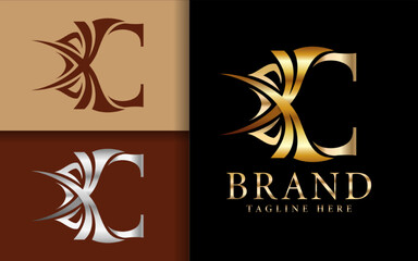 Poster - Abstract Luxury Letter C Logo Design with Shinny Metallic Look Style Concept.