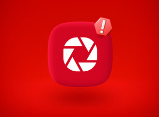 Poster - Camera button with stop sign. 3d vector illustration

