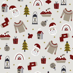 Wall Mural - seamless pattern with christmas element. vector