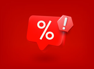Poster - Sale icon with stop sign. 3d vector illustration

