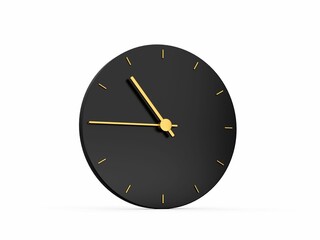 Sticker - Gold Clock icon isolated 10:45 o clock quarter to eleven on black icon background.