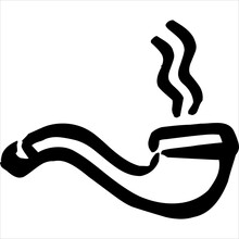 Vector, Image Of Smoking Pipe, Black And White, With Transparent Background