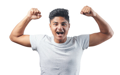 Wall Mural - Studio shot of a young man posing against isolated on a transparent png background