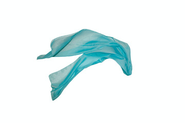 Poster - wavy blue silk scarf isolated on white background