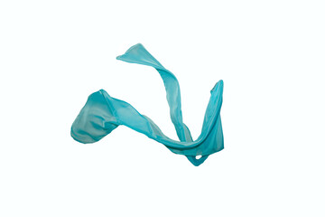 Poster - wavy blue silk scarf isolated on white background