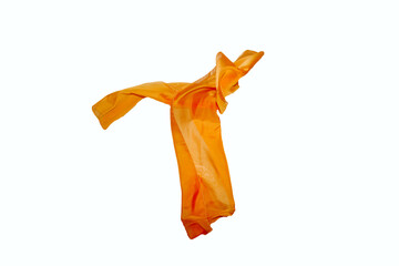 Poster - wavy orange silk scarf isolated on white background