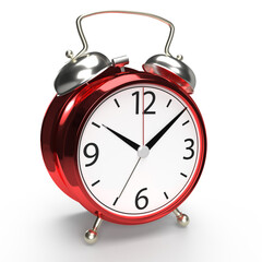 Wall Mural - Alarm clock on white background. 3D rendering