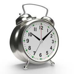 Wall Mural - Alarm clock on white background. 3D rendering