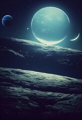 Poster - a deserted abstract colorful alien landscape. alien planets during sunrise. a beautiful landscape on