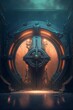 a huge futuristic vault gate, underground fantasy, the locked iron door to the underworld, the safest place in the world, generative ai