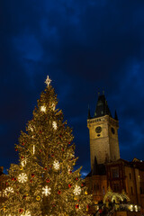 Sticker - Old Town Square at Christmas time, Prague, Czech Republic