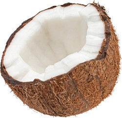 broken coconut isolated