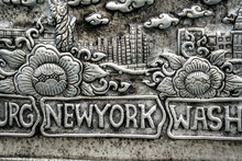 Silver Engravings "New York" In The Silver Temple In Chiang Mai (North Of Thailand)