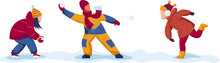 Snow Winter Happy Kids Play Snowball, Kid, Child Season, Outdoor Play Vector Illustration Isolated
