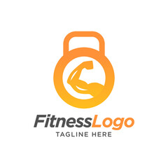 Sticker - Gym logo, fitness logo, Logo template with the image of a muscular arm