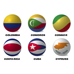 sets of different country flag in ball shape design