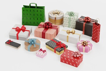 Wall Mural - Realistic 3D Render of Gifts Collection