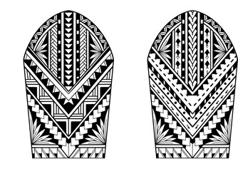 Wall Mural - Wrap around arm polynesian tattoo set design. Pattern aboriginal samoan. illustration EPS10