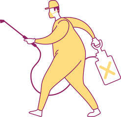 Poster - Worker from clean-up service semi flat color raster character. Household pests prevention. Full body person on white. Simple cartoon style illustration for web graphic design and animation