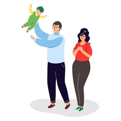 Sticker - Happy family - colorful flat design style illustration