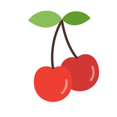 Wall Mural - Cherry berry icon. Sweet cherry healthy food. Vector illustration