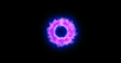 © Bolbik - bright luminous purple unusual beautiful round donut ring made of digital triangles connected by lines triangulation background space dark