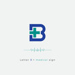 letter B plus cross medical logo icon modern and clean