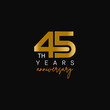 45 number years anniversary logo with golden luxury color