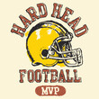 Play hard. American football or rugby motivation illustration with helms in vintage style
