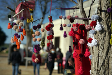 Colorful Pom poms on fair