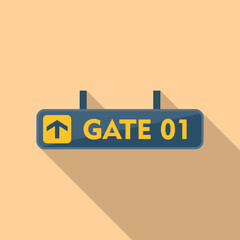 Wall Mural - Fly gate icon flat vector. Airport flight. Traffic travel