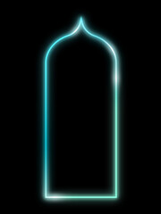 Wall Mural - Arabic window door shape neon frames luxury line vector illustration