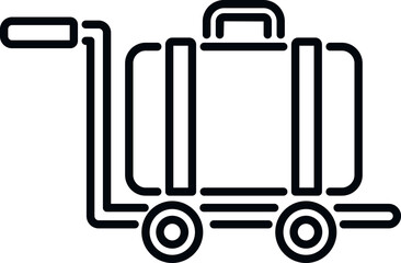 Poster - luggage cart icon outline vector. airport transfer. plane travel