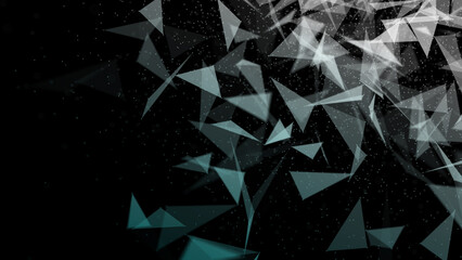 Poster - Abstract plexus blue geometry background. Digital technology network connection concept. 3D rendered illustration.