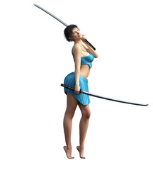 Wall Mural - warrior woman, isolate on a transparent background, 3d illustration, cg render