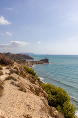  Beaches, cliffs in the Mediterranean Sea in southern Spain. Costa Blanca, between Alicante and Denia, in the Valencian community.