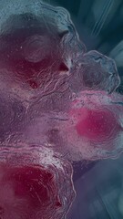 Wall Mural - vertical video - Animation Of A Damaged And Disintegrating Cancer Cell in frozen condition